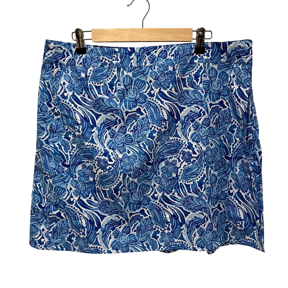 RipSkirt‎ Hawaii Wrap Skirt Women XL Blue Floral Paisley Beach Coverup Resort